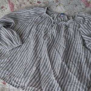 Old Navy Black and White Striped Blouse